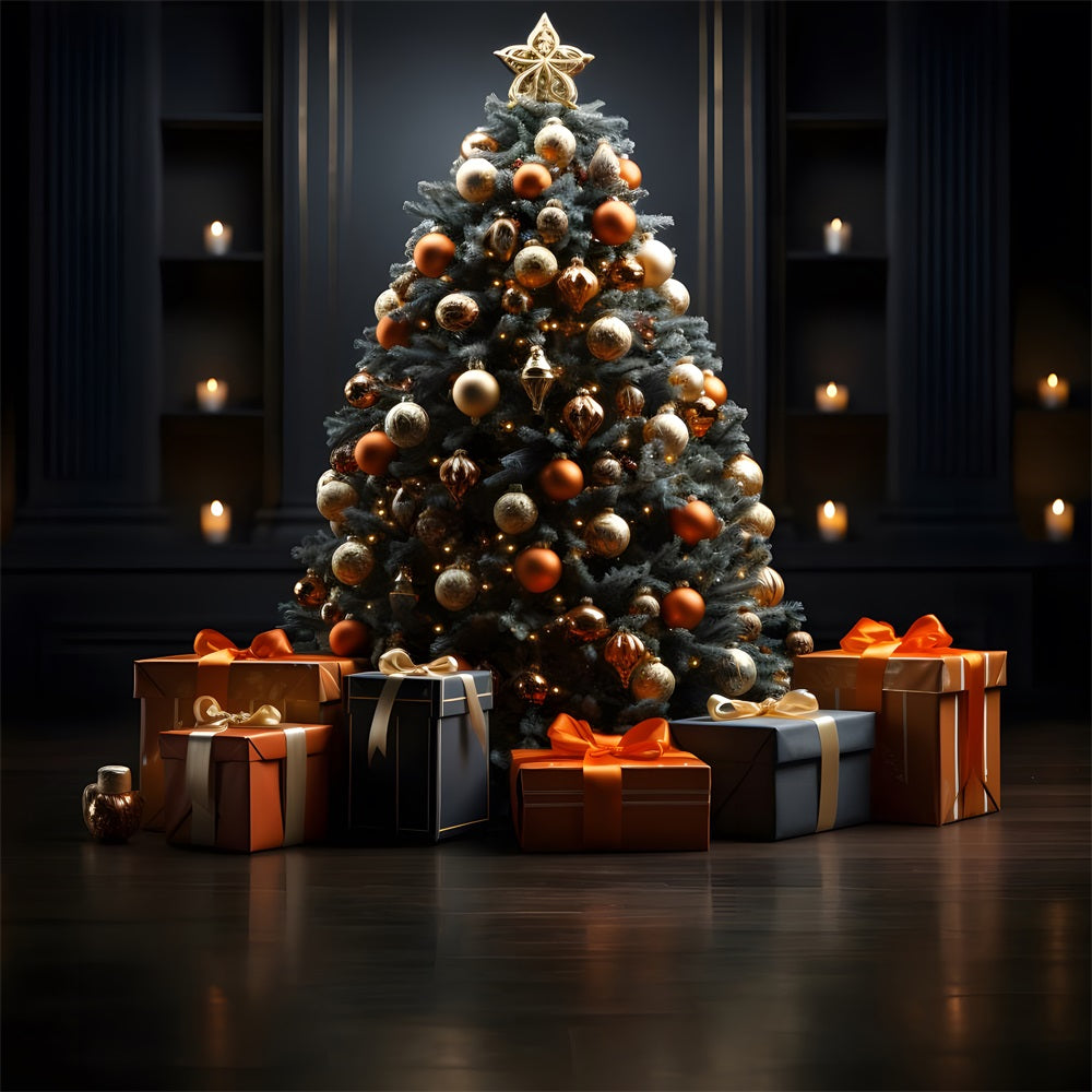 Sfondo A Lume Di Candela Per Albero Festivo Di Natale RR8-135