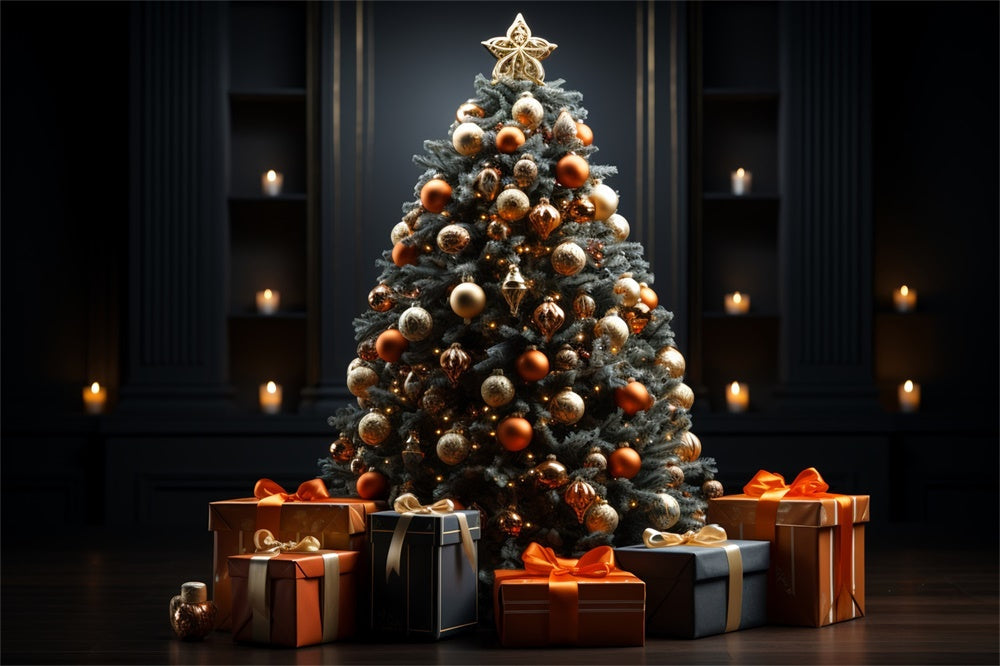 Sfondo A Lume Di Candela Per Albero Festivo Di Natale RR8-135