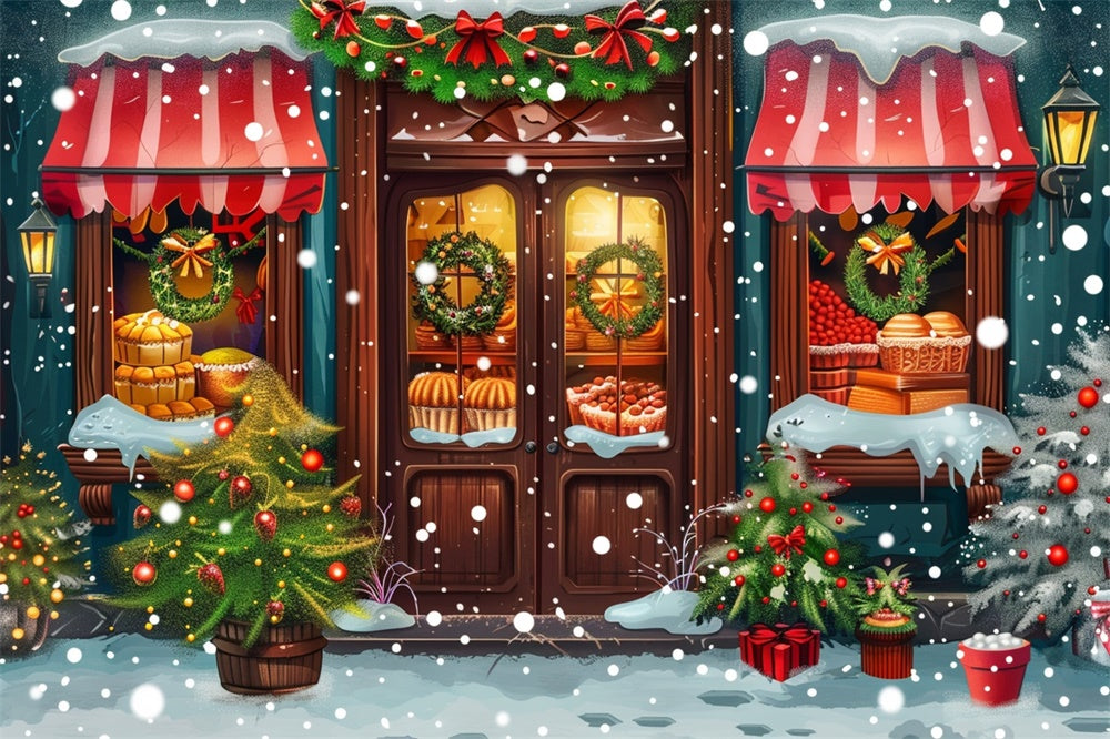 Natale Accogliente Vetrina Neve Sullo Sfondo RR8-145