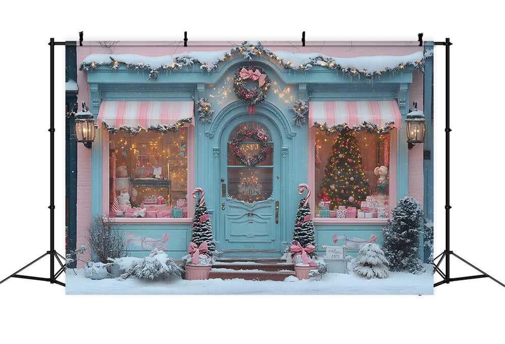 Sfondo Di Fiocchi Rosa Vetrina Natalizia Di Candyland RR8-151