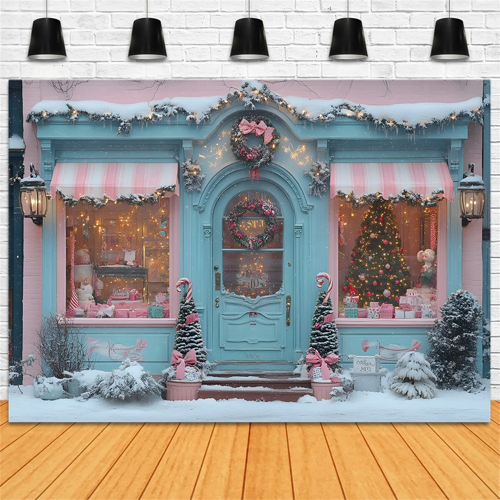 Sfondo Di Fiocchi Rosa Vetrina Natalizia Di Candyland RR8-151