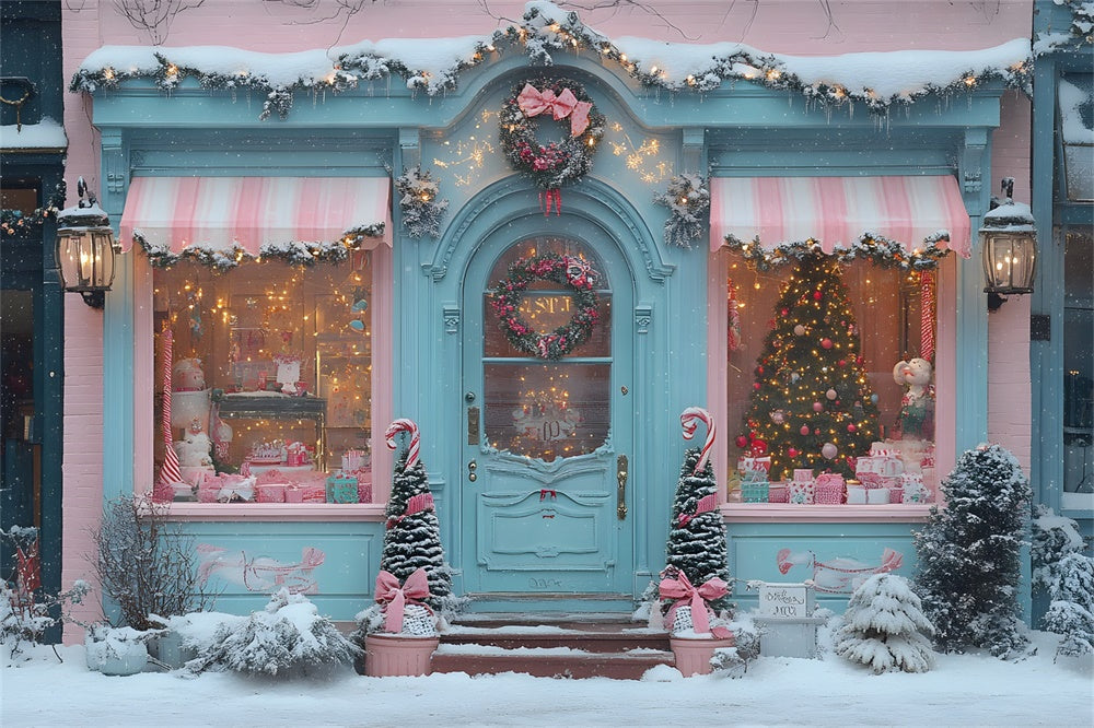 Sfondo Di Fiocchi Rosa Vetrina Natalizia Di Candyland RR8-151
