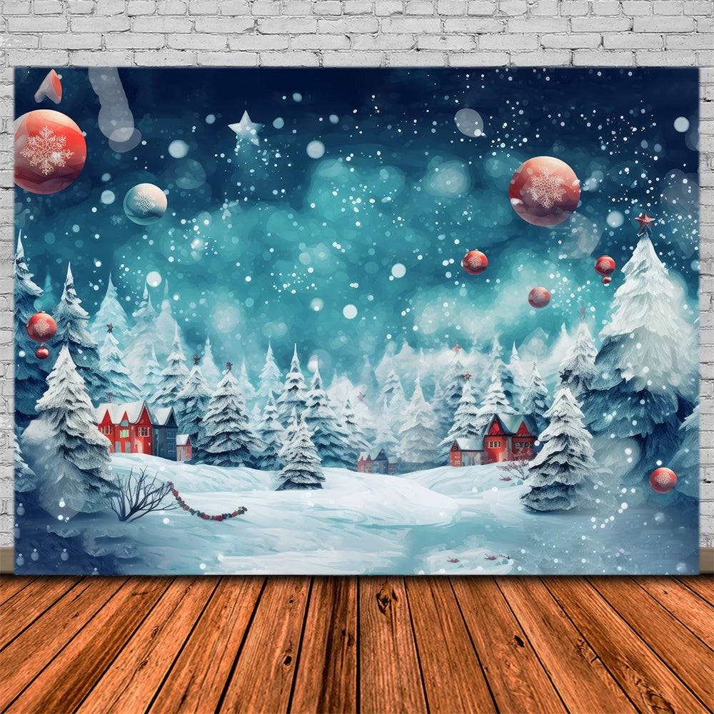 Sfondo Di Ornamenti Forestali Innevati Di Natale RR8-153