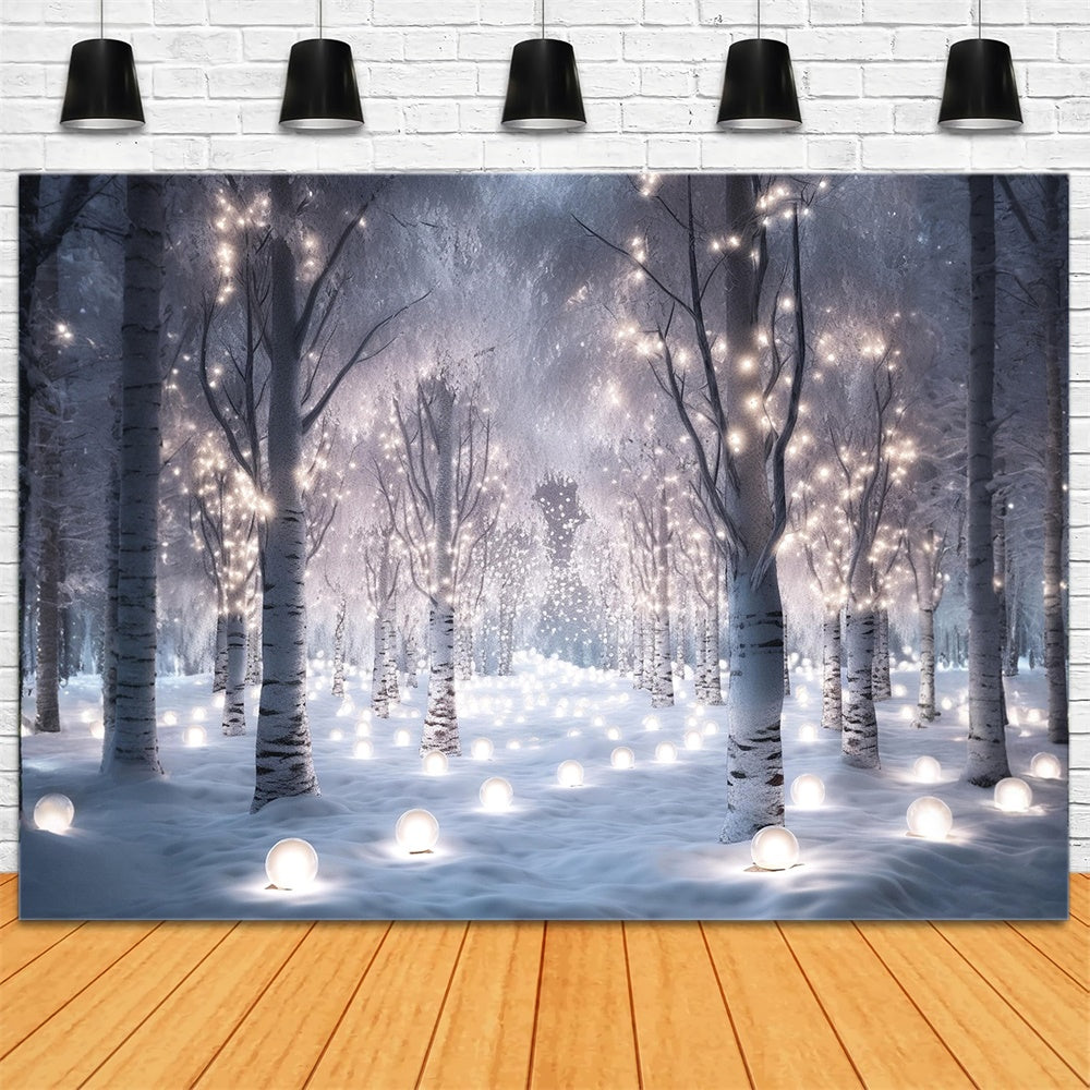 Sfondo Di Lucine Natalizie Della Foresta Incantata RR8-155
