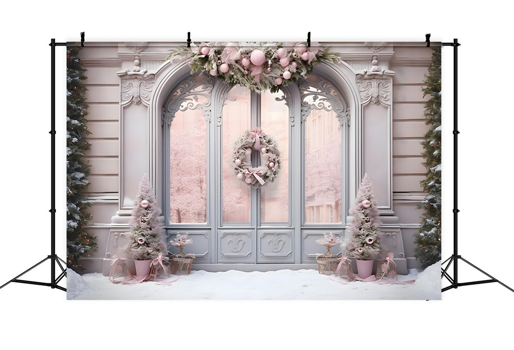 Sfondo D'Ingresso Decorato In Rosa Natalizio RR8-177
