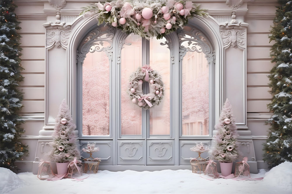Sfondo D'Ingresso Decorato In Rosa Natalizio RR8-177