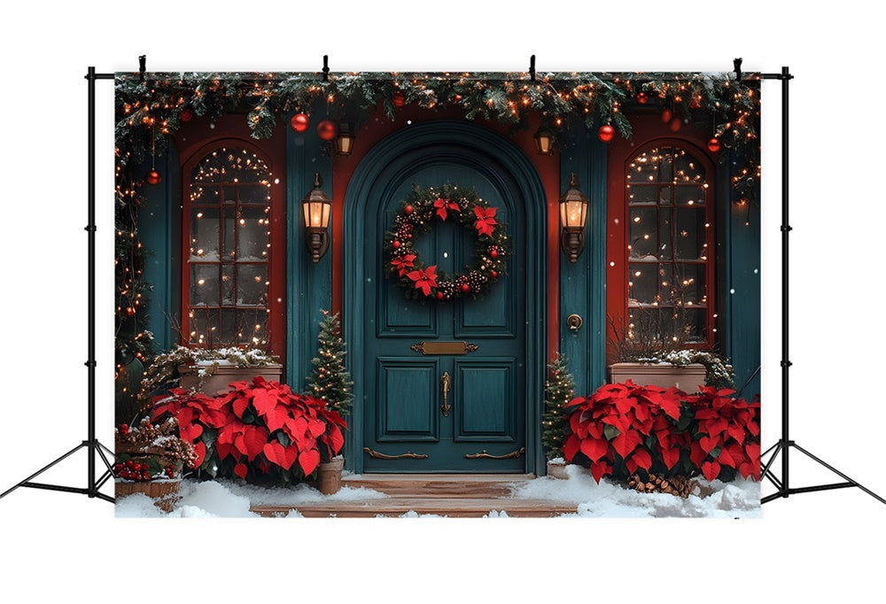 Sfondo Della Porta D'Ingresso Ornata Con Stella Di Natale Di Natale RR8-184