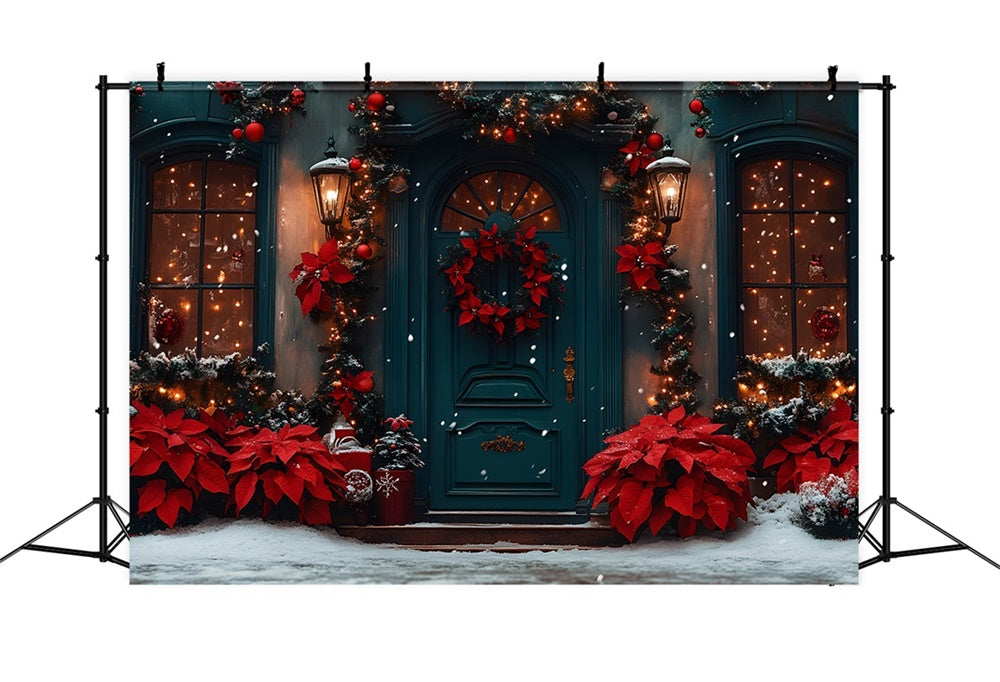 Sfondo Della Porta Rosso Verde Festivo Di Natale RR8-187