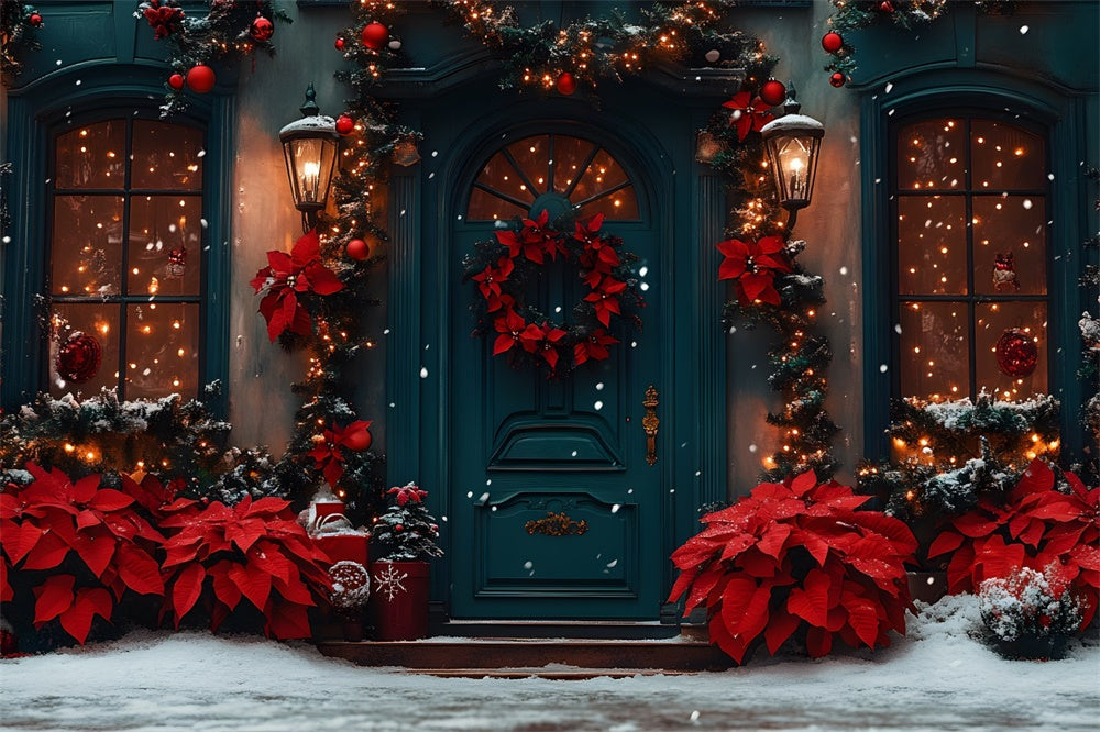 Sfondo Della Porta Rosso Verde Festivo Di Natale RR8-187