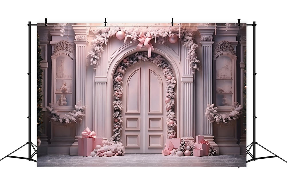 Sfondo Natalizio Elegante Arco Rosa RR8-193