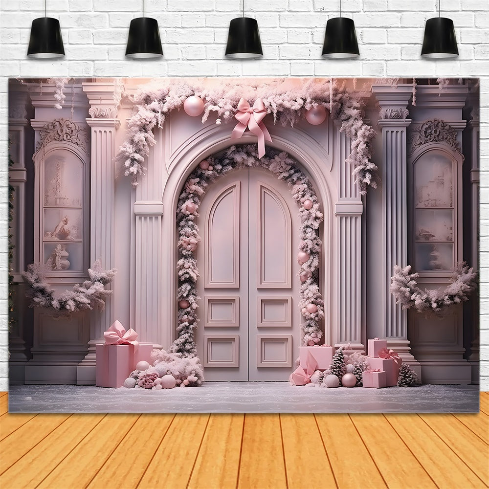 Sfondo Natalizio Elegante Arco Rosa RR8-193