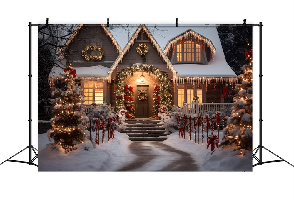Luci Di Natale Dopo La Cabina Di Neve Sullo Sfondo RR8-212