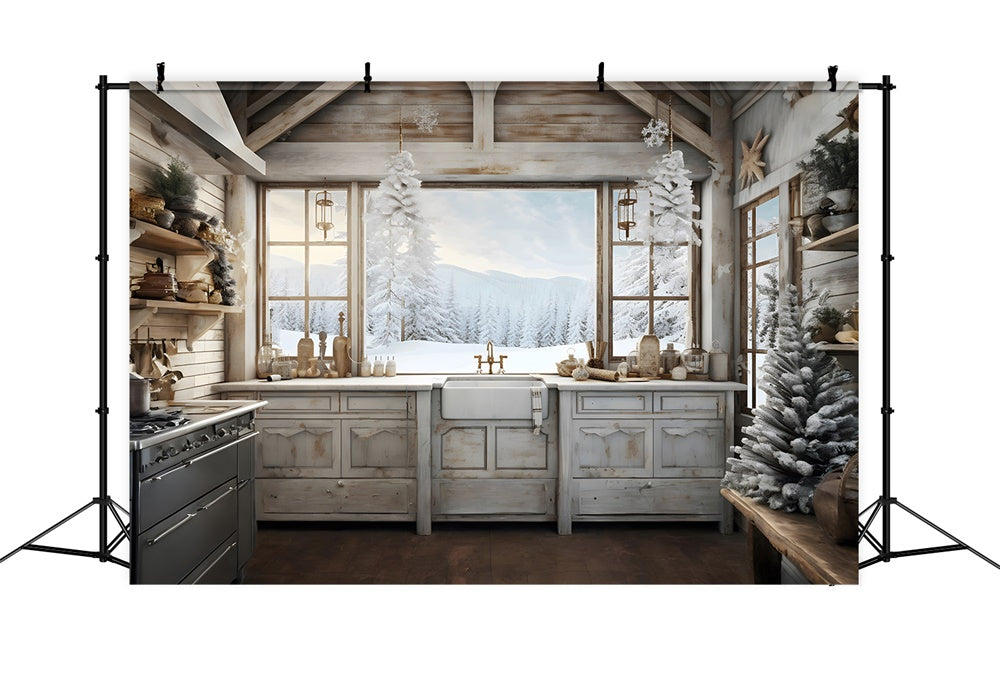 Sfondo Di Neve Per La Cucina Natalizia Accogliente RR8-217