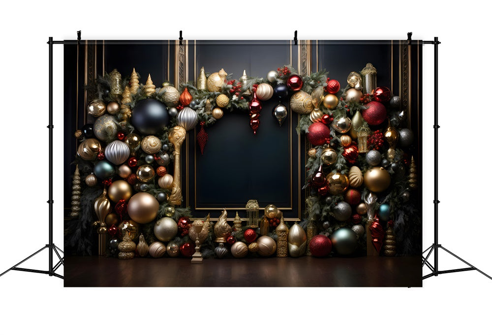Sfondo Ghirlanda Di Ornamenti Natalizi Eleganti RR8-237