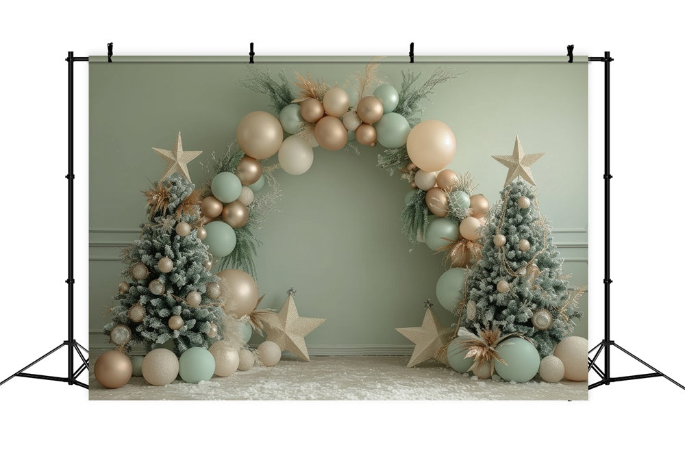 Sfondo Natalizio Elegante Con Alberi Ad Arco A Palloncino RR8-243