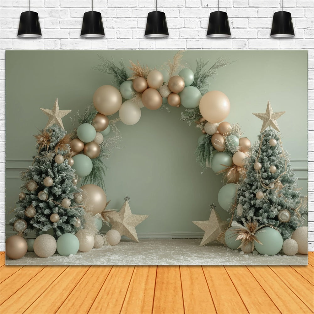 Sfondo Natalizio Elegante Con Alberi Ad Arco A Palloncino RR8-243