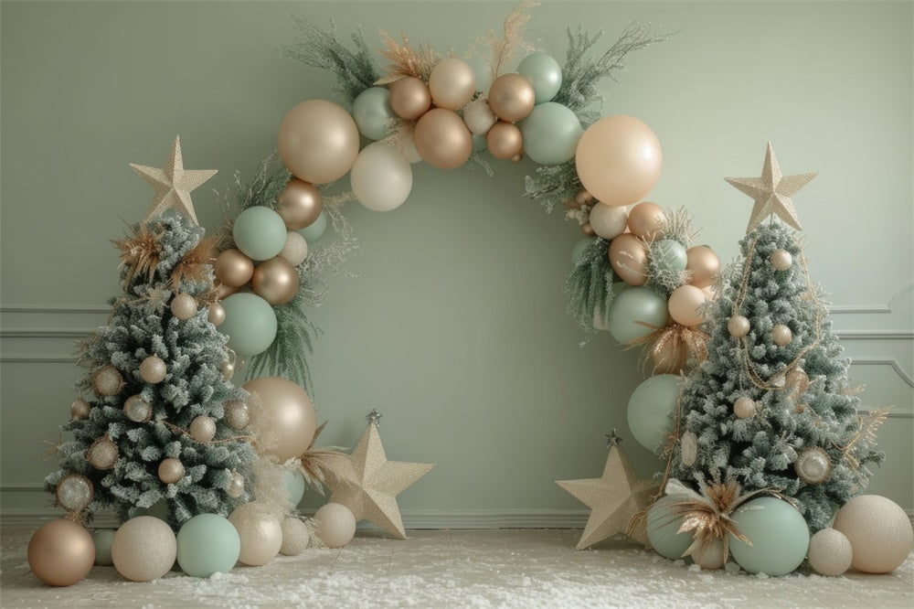 Sfondo Natalizio Elegante Con Alberi Ad Arco A Palloncino RR8-243