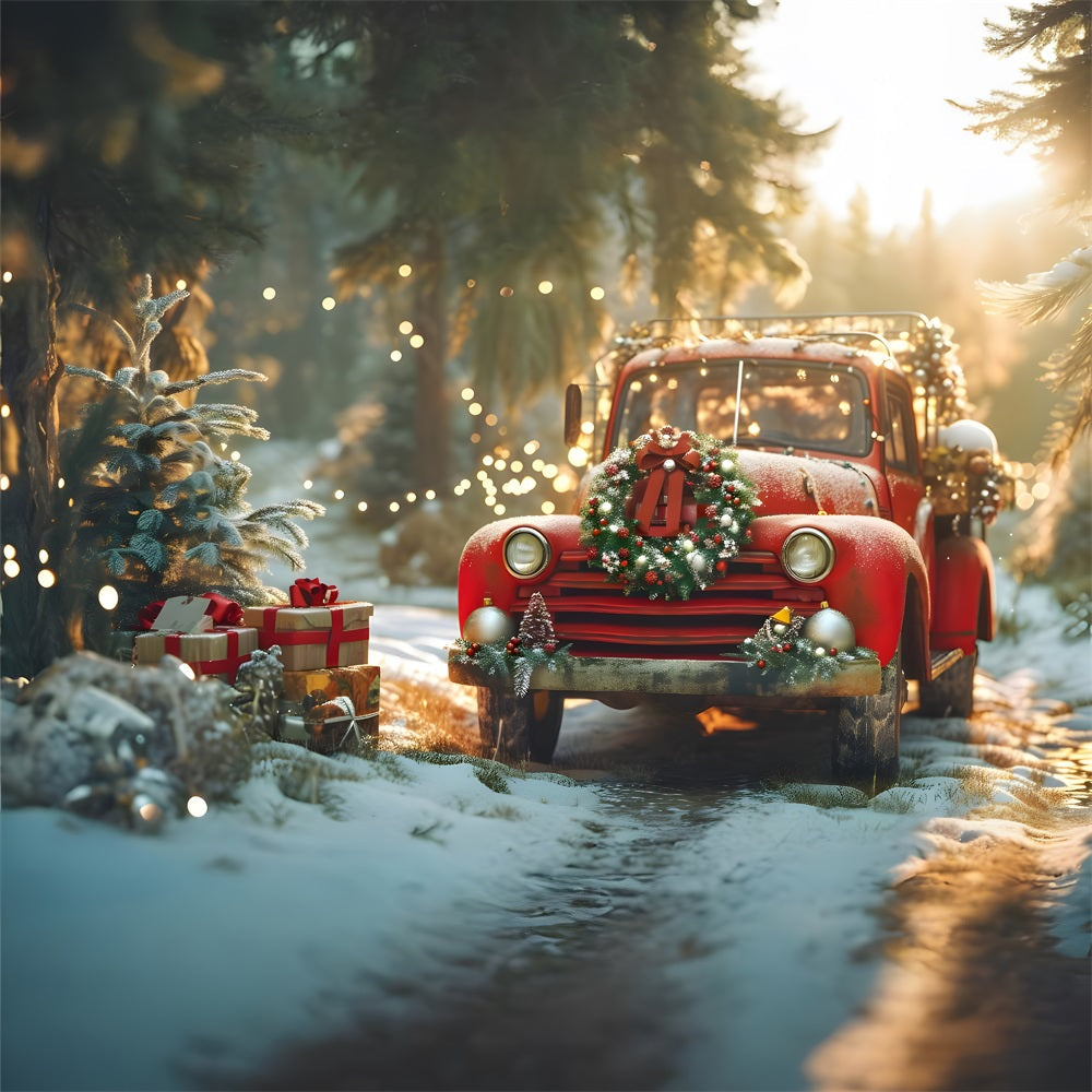 Sfondo Di Ghirlande Festive Per Camion Vintage Natalizi RR8-250