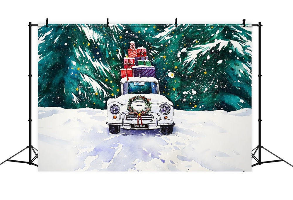 L'Auto Dell'Acquerello Di Natale Presenta Lo Sfondo RR8-254