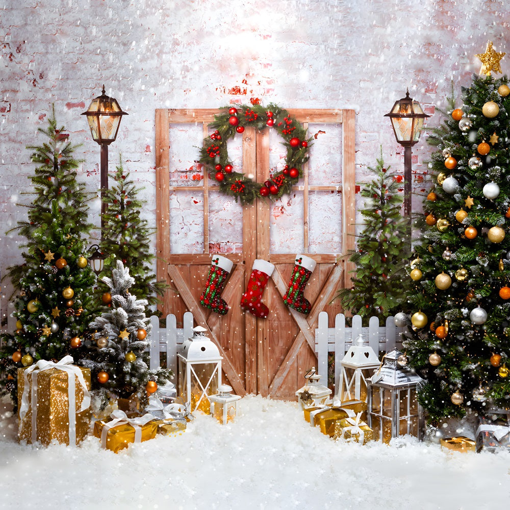 Sfondo Di Luci Scintillanti Della Foresta Di Natale RR8-270
