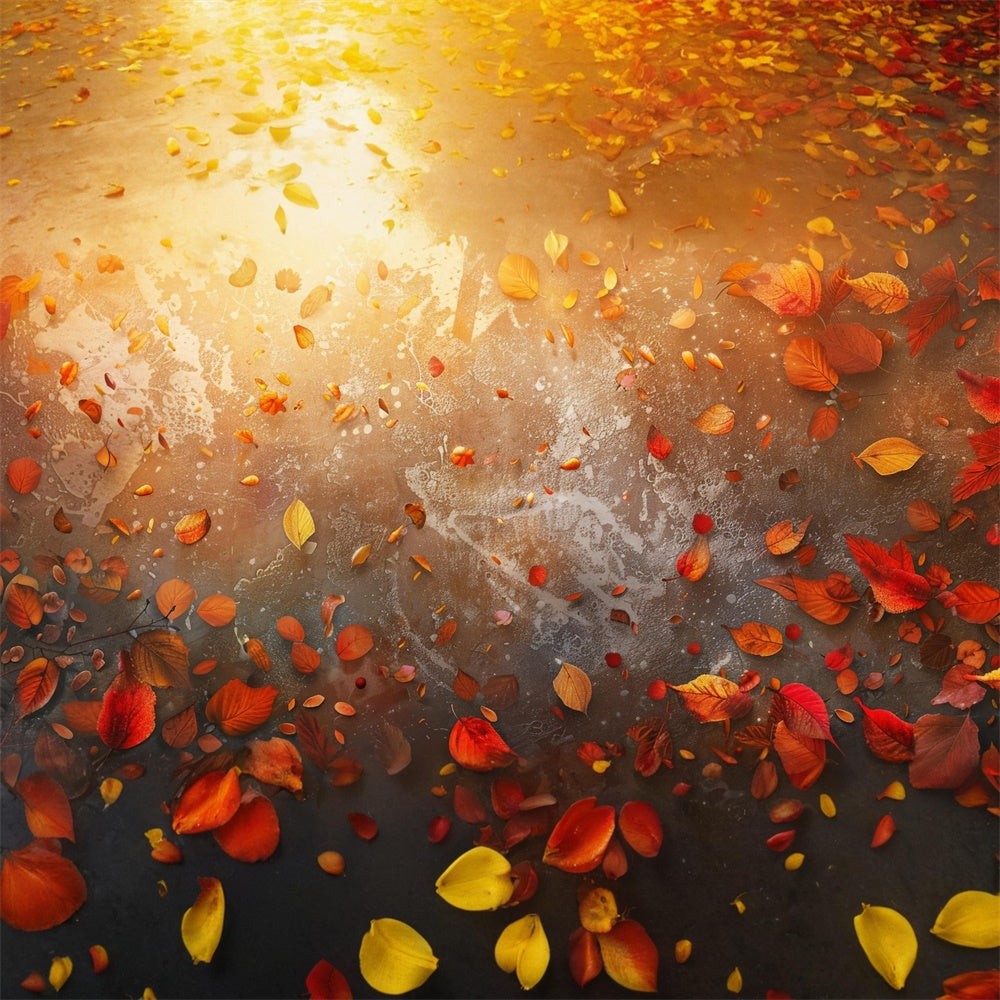 Sfondo Di Pavimento In Cemento Con Foglie Di Acero Cadute RR8-278