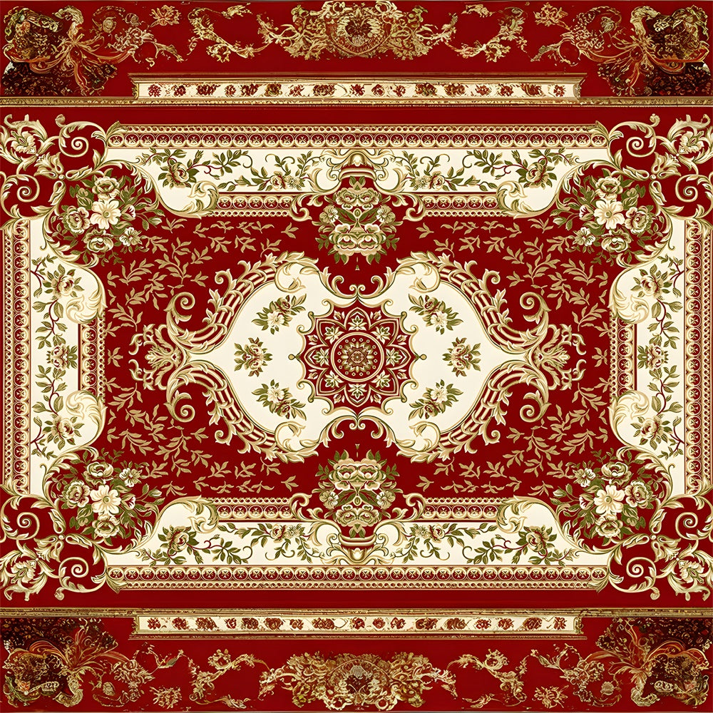 Fondale Decorato Con Moquette Rossa E Dorata RR8-298