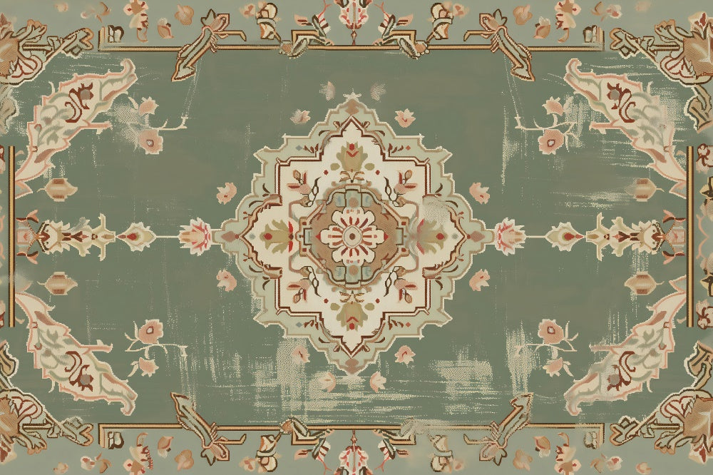 Sfondo Per Pavimento In Moquette Vintage Verde E Crema RR8-299