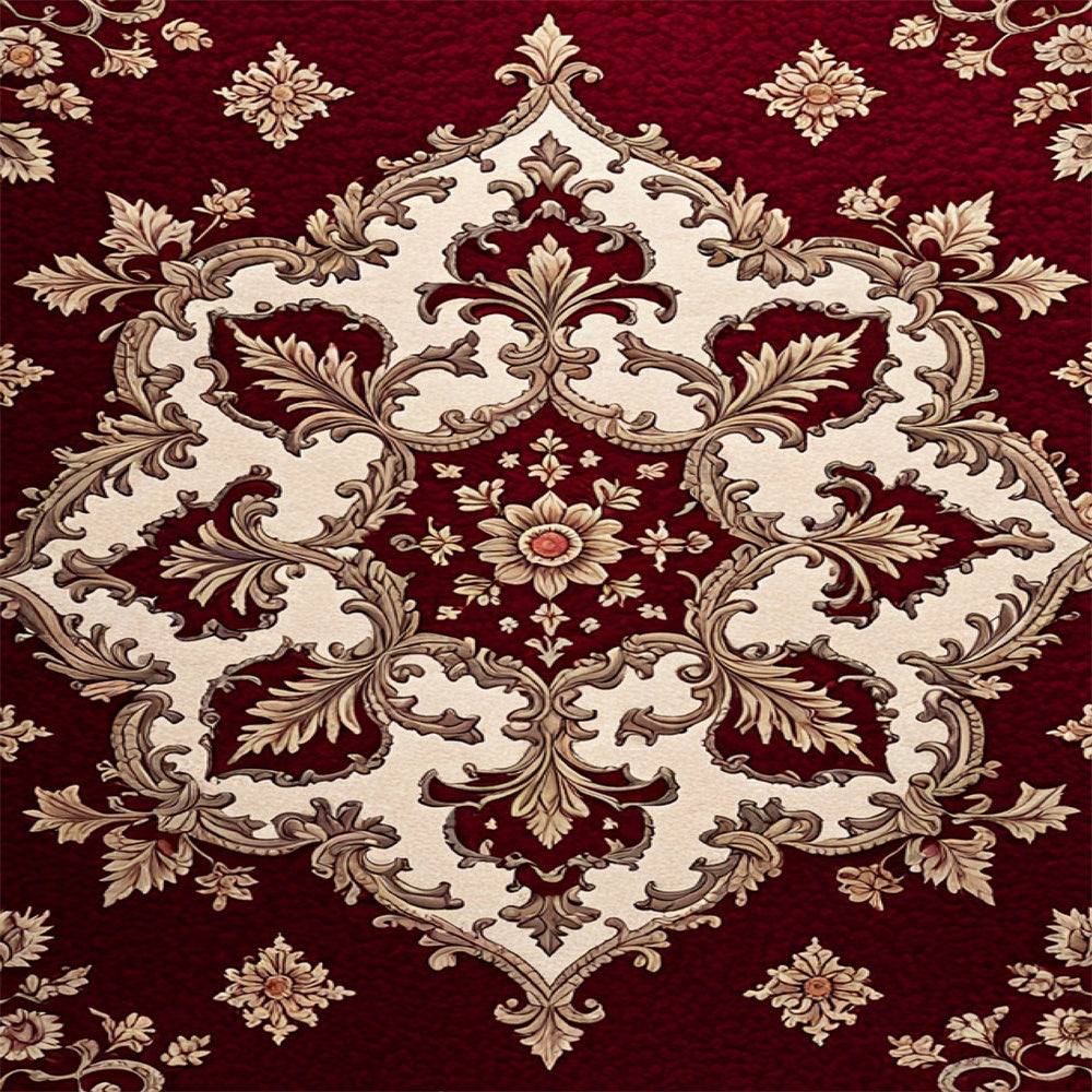 Elegante Tappeto Rosso E Crema Sullo Sfondo Del Pavimento RR8-302