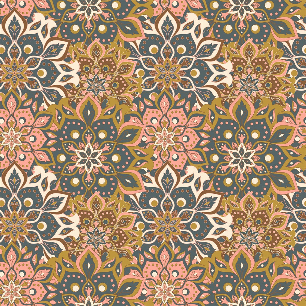 Fondale Del Pavimento Con Motivi Floreali Geometrici Intricati RR8-304