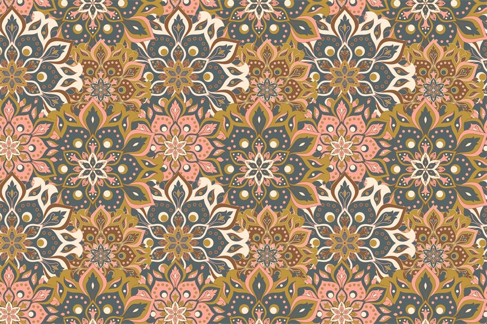 Fondale Del Pavimento Con Motivi Floreali Geometrici Intricati RR8-304