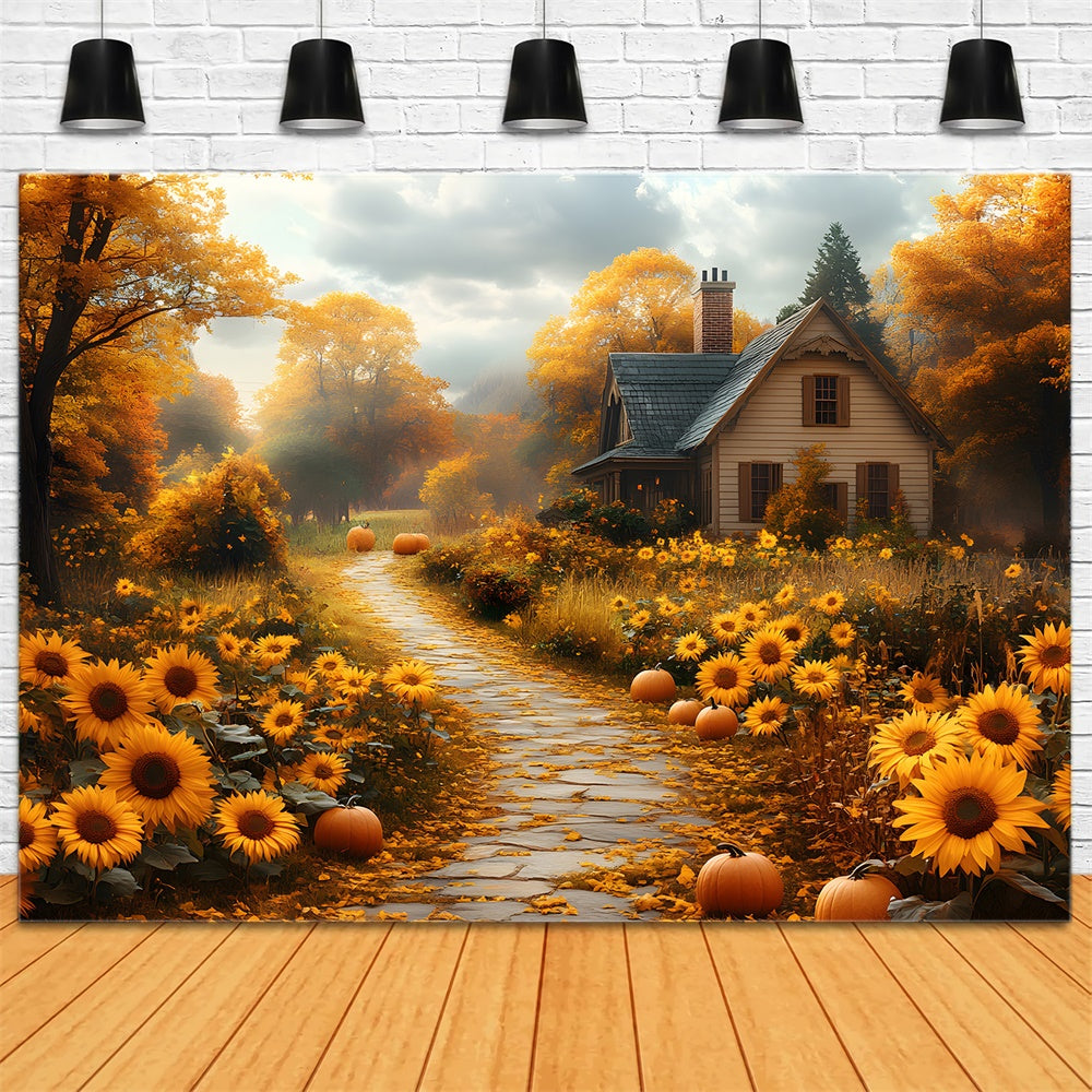 Girasoli Autunnali Lungo Il Percorso Sullo Sfondo RR8-310