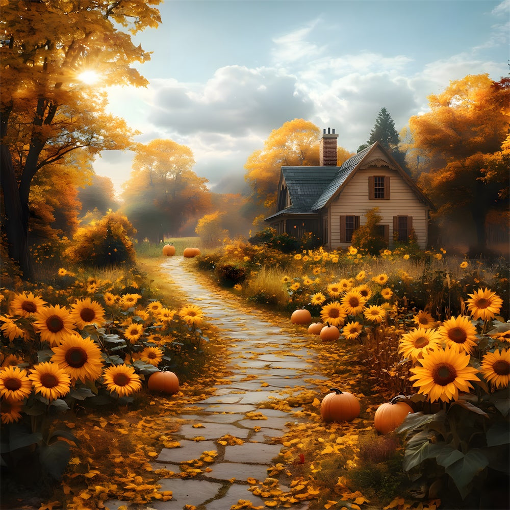 Girasoli Autunnali Lungo Il Percorso Sullo Sfondo RR8-310