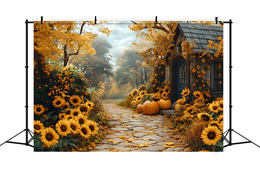 Sfondo Del Percorso Di Fioritura Dei Girasoli Autunnali RR8-313