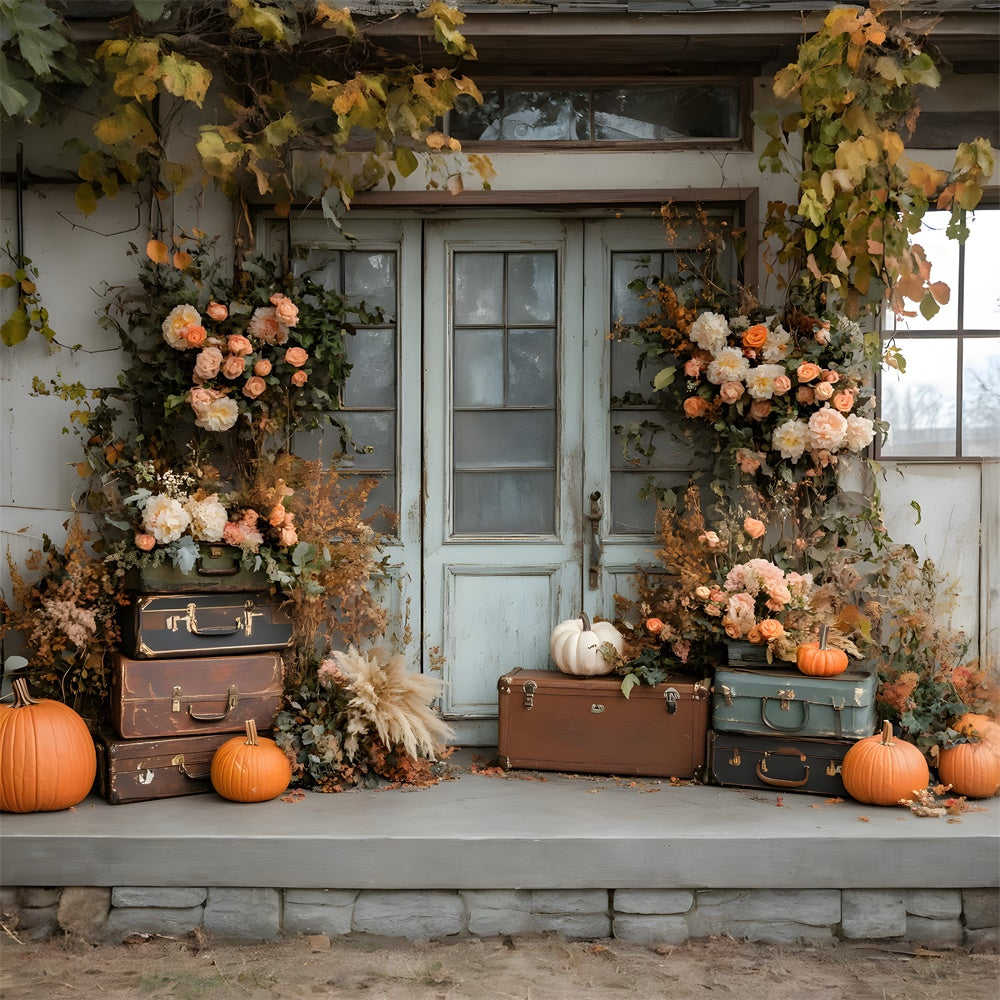 Sfondo Porta Zucca Fiori Foglie Secche Autunnali RR8-325