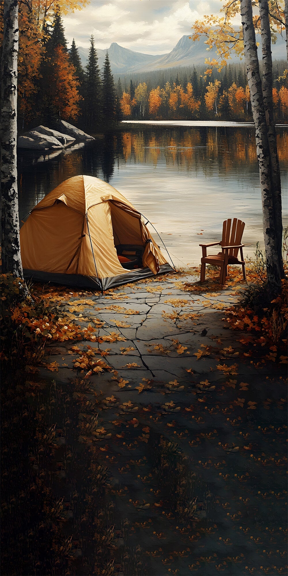 Sfondo Di Alberi Di Acero Di Spazzata Di Paesaggi Autunnali Del Lago RR8-329