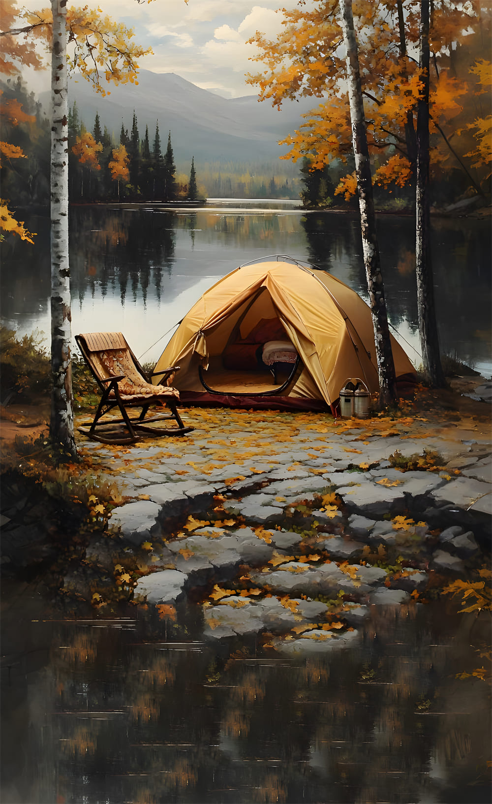 Autunno Alberi Di Acero Lago Scenario Spazzata Sullo Sfondo RR8-330