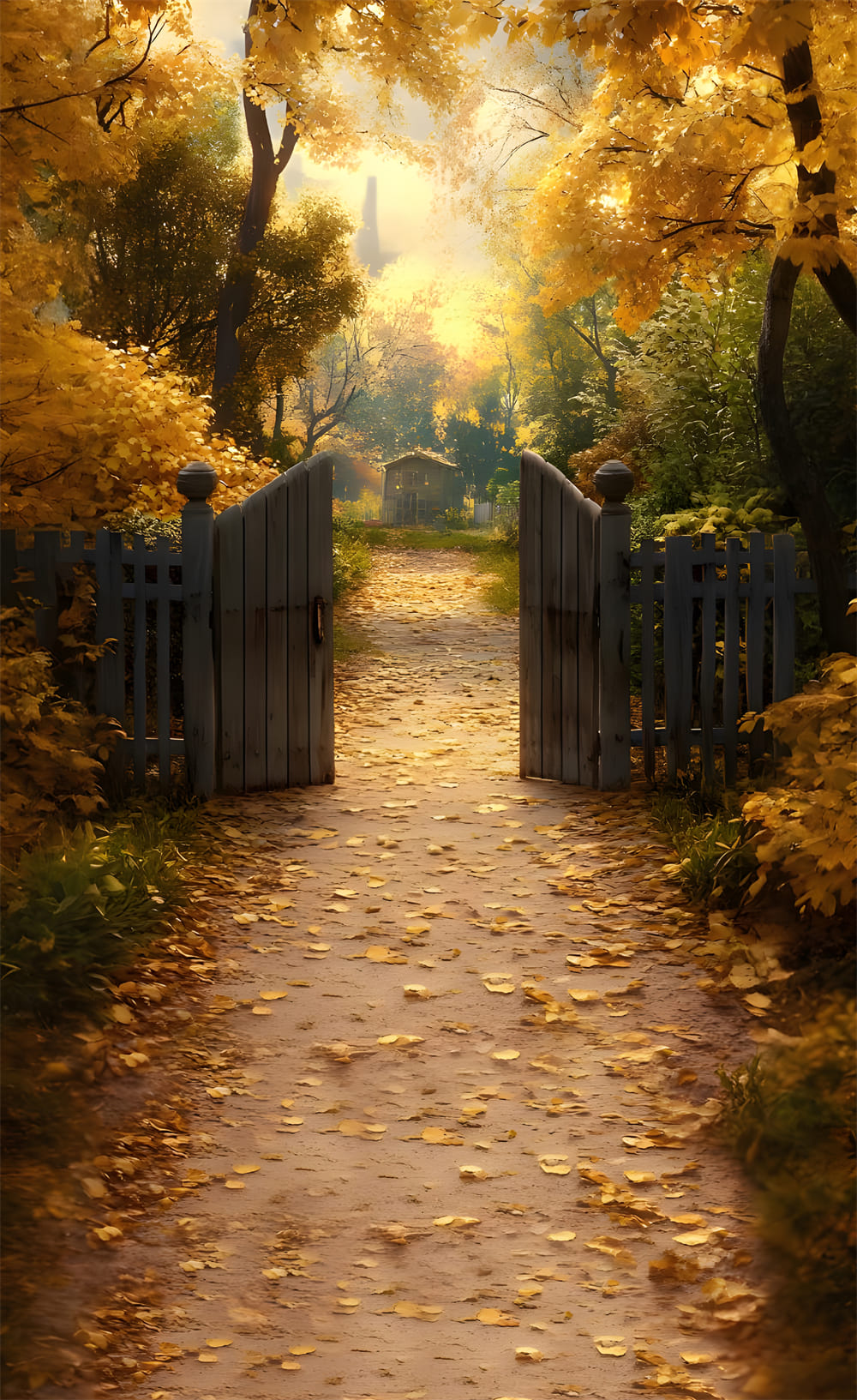 Fondale Del Recinto Della Cabina Della Foresta Dell'Acero Di Spazzata Autunnale RR8-333