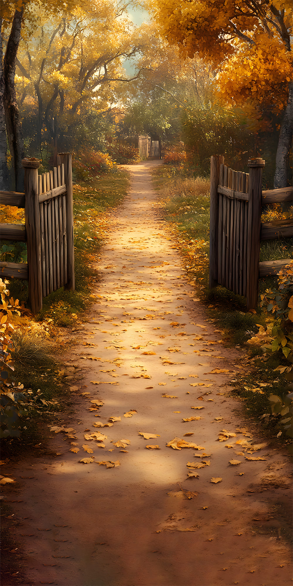 Sfondo Del Percorso Delle Foglie D'Acero Di Autumn Cottage Sweep RR8-334