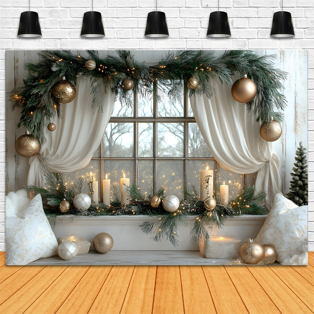 Sfondo Finestra Decorata Con Ghirlanda Di Natale RR8-340