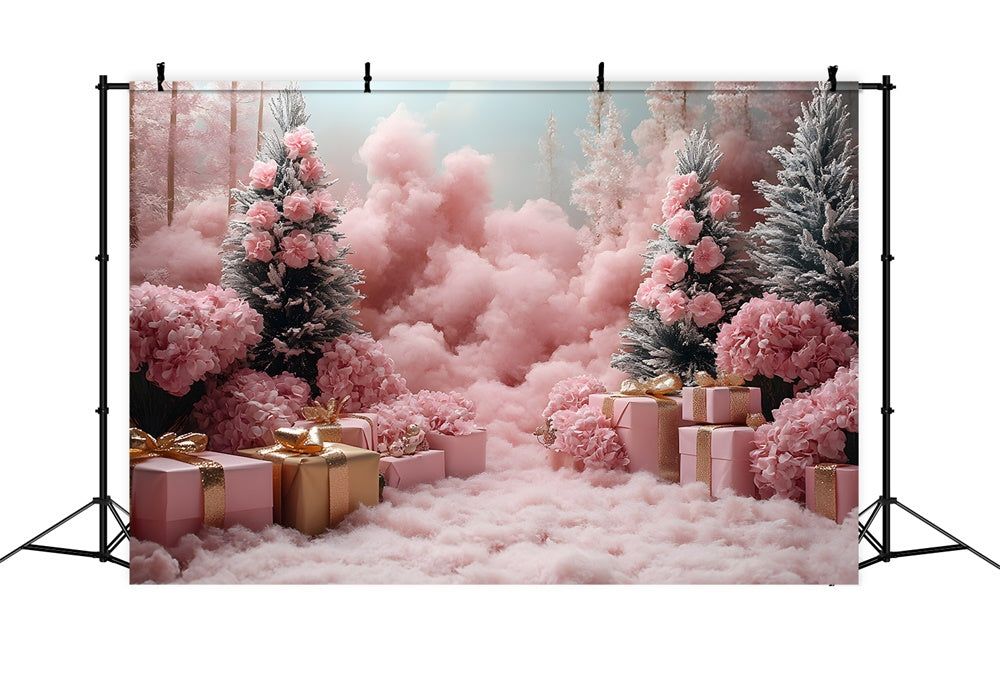 Sfondo Di Scatole Regalo Di Alberi Di Natale Rosa Di Natale RR8-349