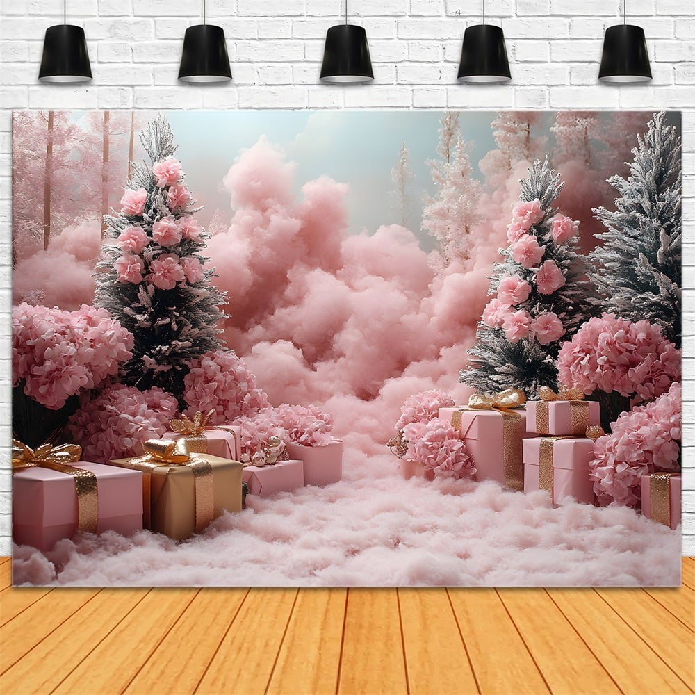 Sfondo Di Scatole Regalo Di Alberi Di Natale Rosa Di Natale RR8-349