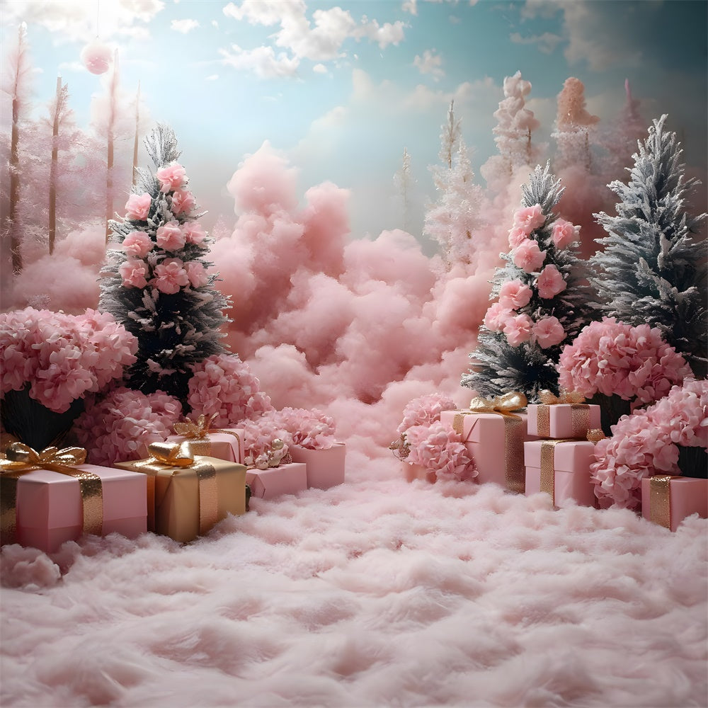 Sfondo Di Scatole Regalo Di Alberi Di Natale Rosa Di Natale RR8-349