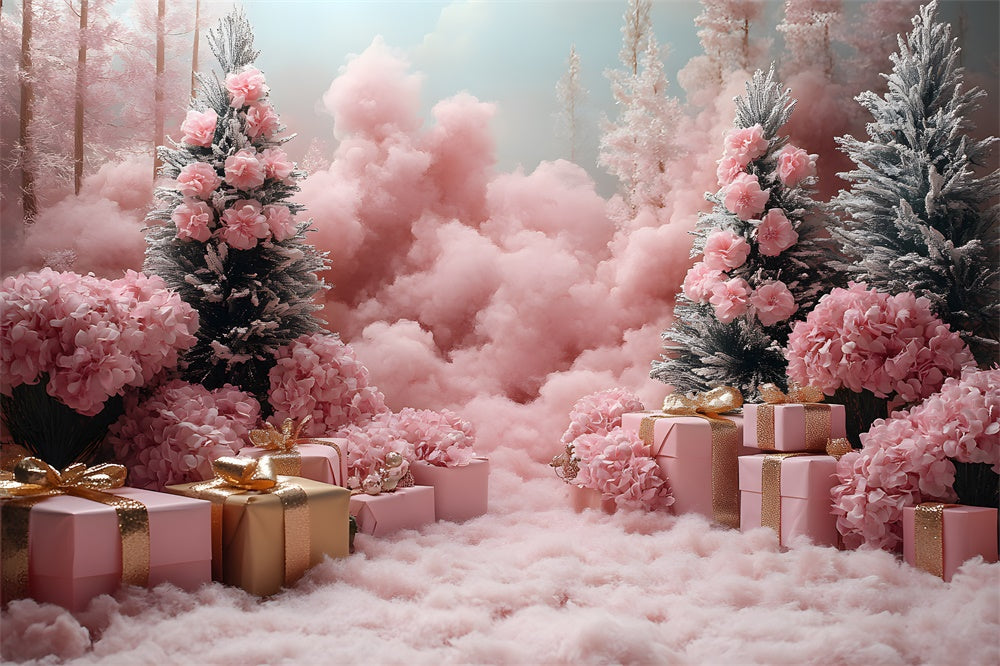 Sfondo Di Scatole Regalo Di Alberi Di Natale Rosa Di Natale RR8-349