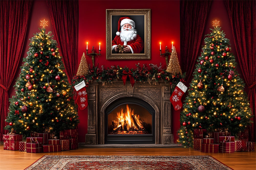 Camino Dell'Albero Di Natale Sfondo Di Babbo Natale RR8-354