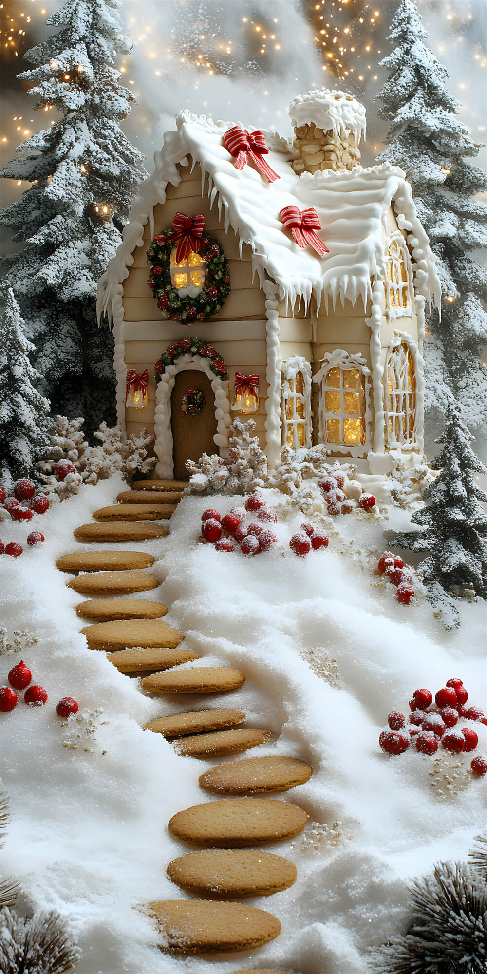 Sfondo Di Alberi Innevati Di Christmas Candy House Sweep RR8-365
