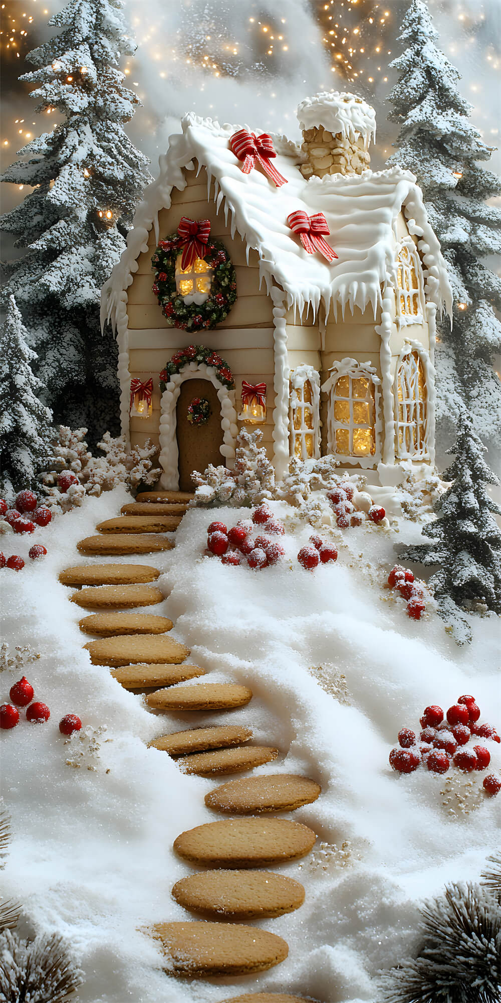 Sfondo Di Alberi Innevati Di Christmas Candy House Sweep RR8-365