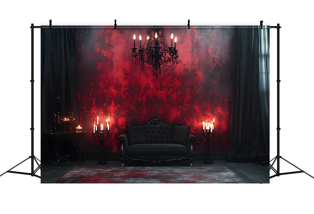 Sfondo Di Candele Da Muro Rosso Nero Gotico Di Halloween RR8-371