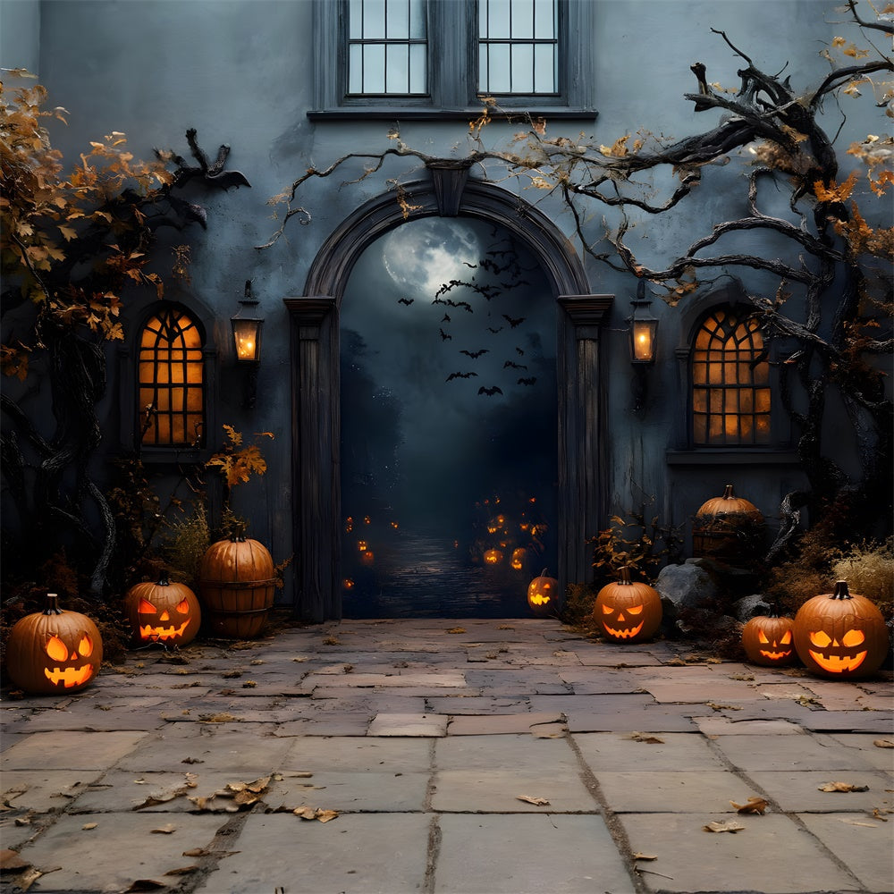 Sfondo Del Cancello Del Cimitero Della Notte Di Halloween Spettrale RR8-373