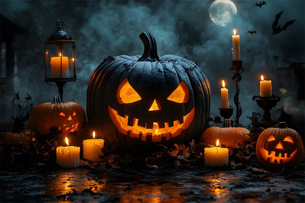 Candele Di Zucca Malvagie Sfondo Luna Di Halloween RR8-375
