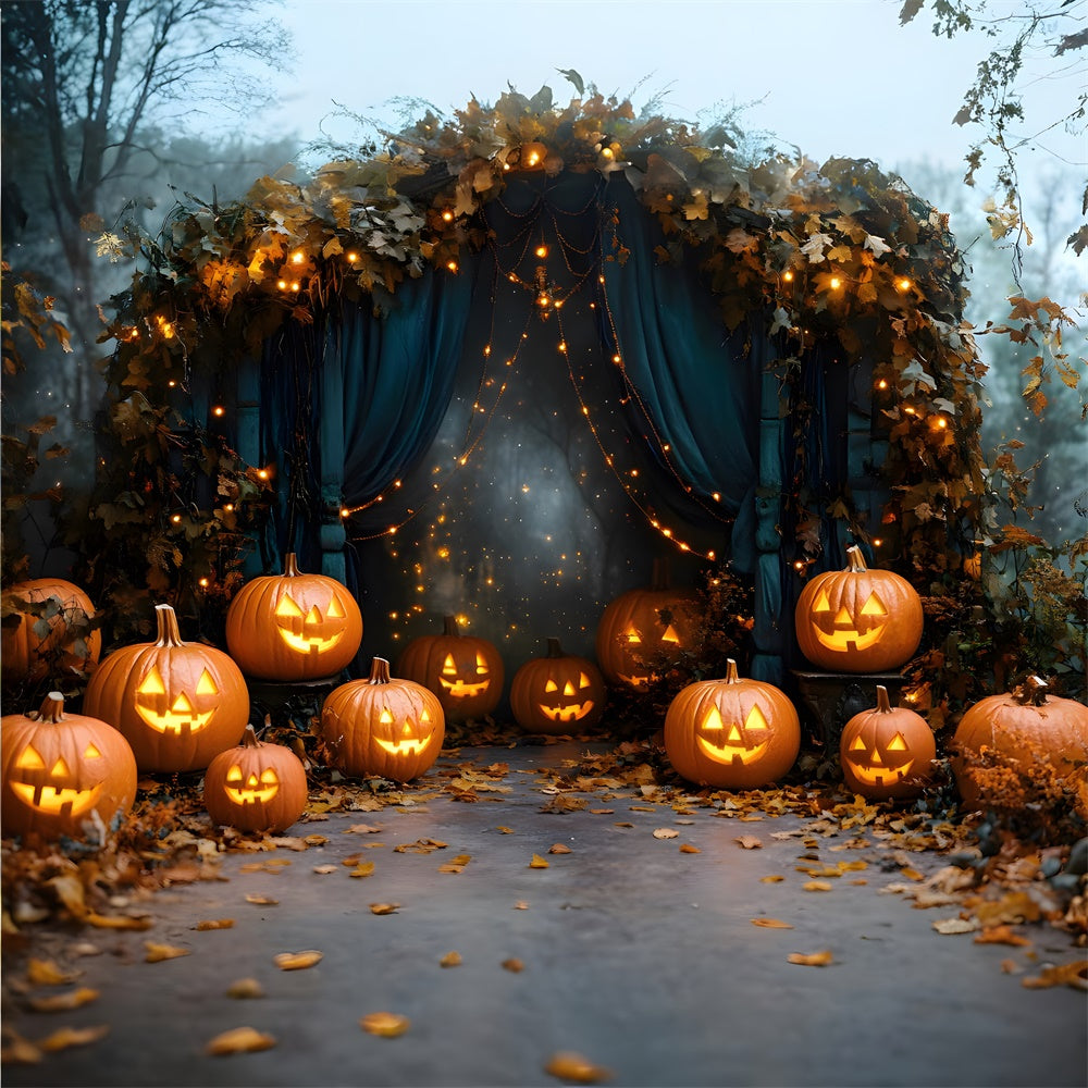 Sfondo Di Luci Di Stringa Di Lanterne Di Zucca Di Halloween RR8-377